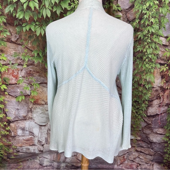 EILEEN FISHER Linen Mint Green Quiet Luxury Open Cardigan, 3X - Picture 6 of 11